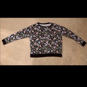 Black and Floral Crew Neck Sweatshirt